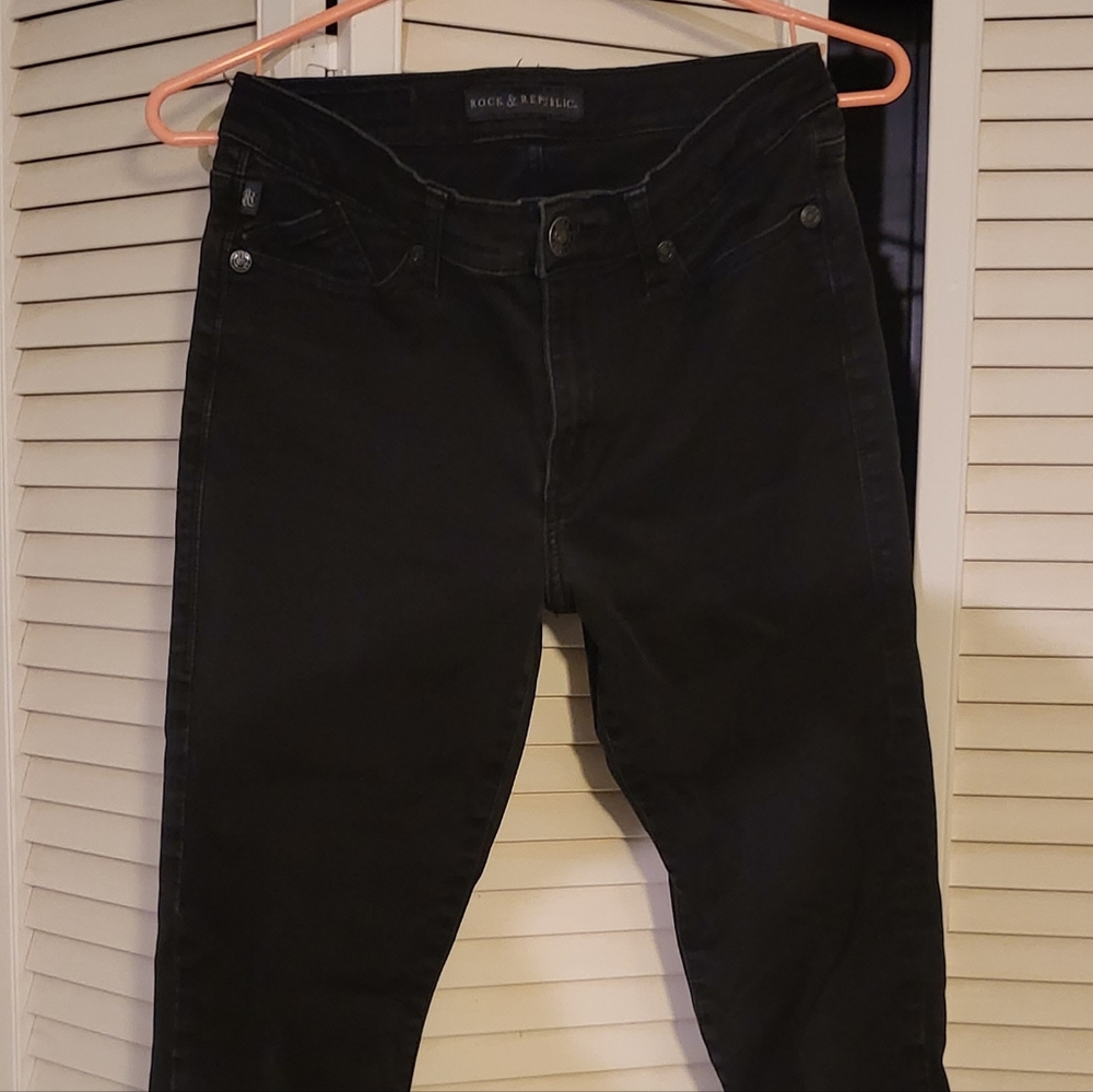 Black stretch Rock & Republic jeans size 10 runs small